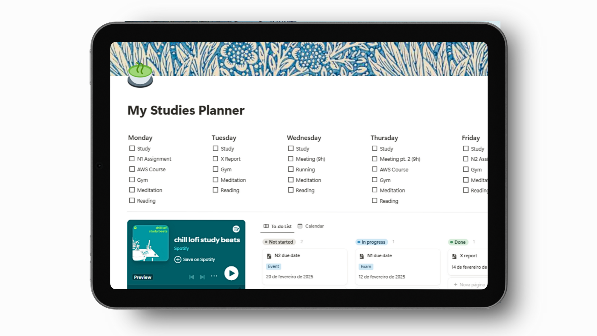 Studies Planner💸 (Notion)
